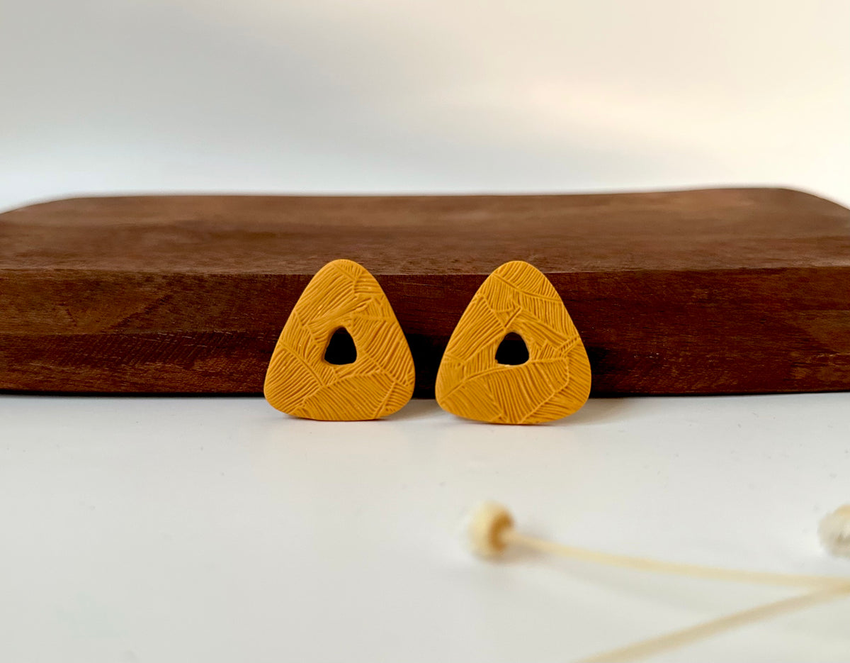 Echo – Saffron | Textured Triangle Studs