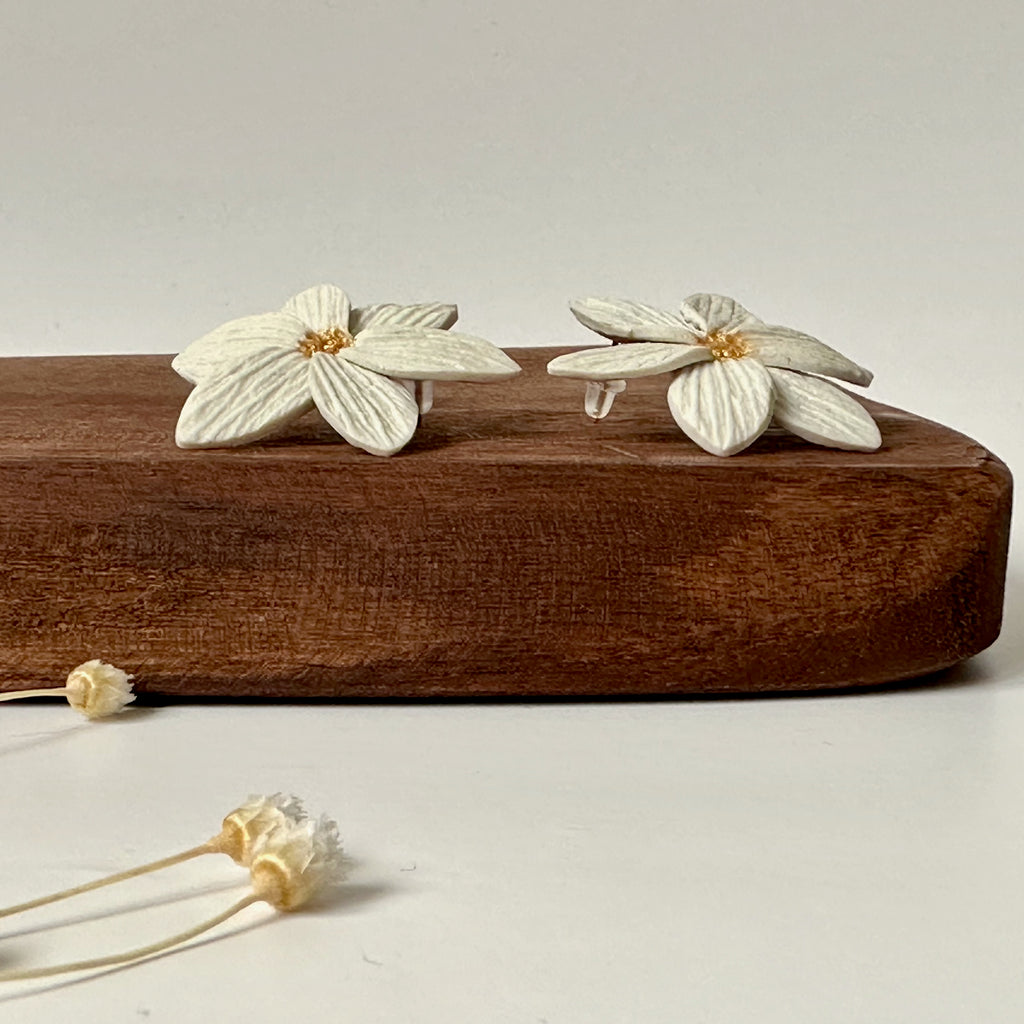 Ivory Bloom | Floral Stud Earrings