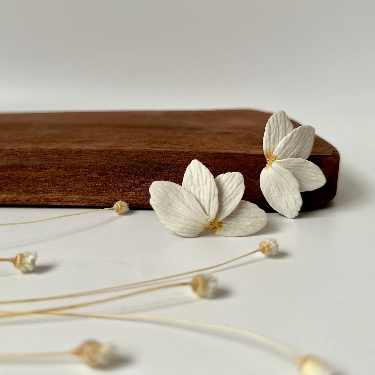 Ivory Bloom | Floral Half Stud Earrings