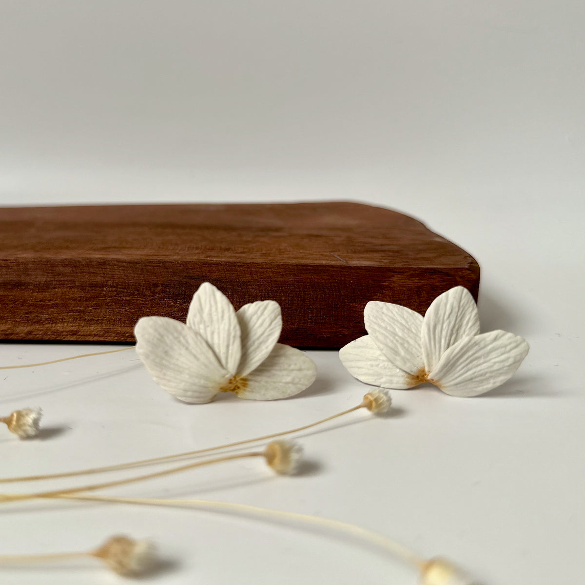 Ivory Bloom | Floral Half Stud Earrings