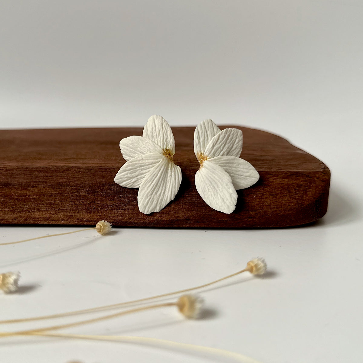 Ivory Bloom | Floral Half Stud Earrings